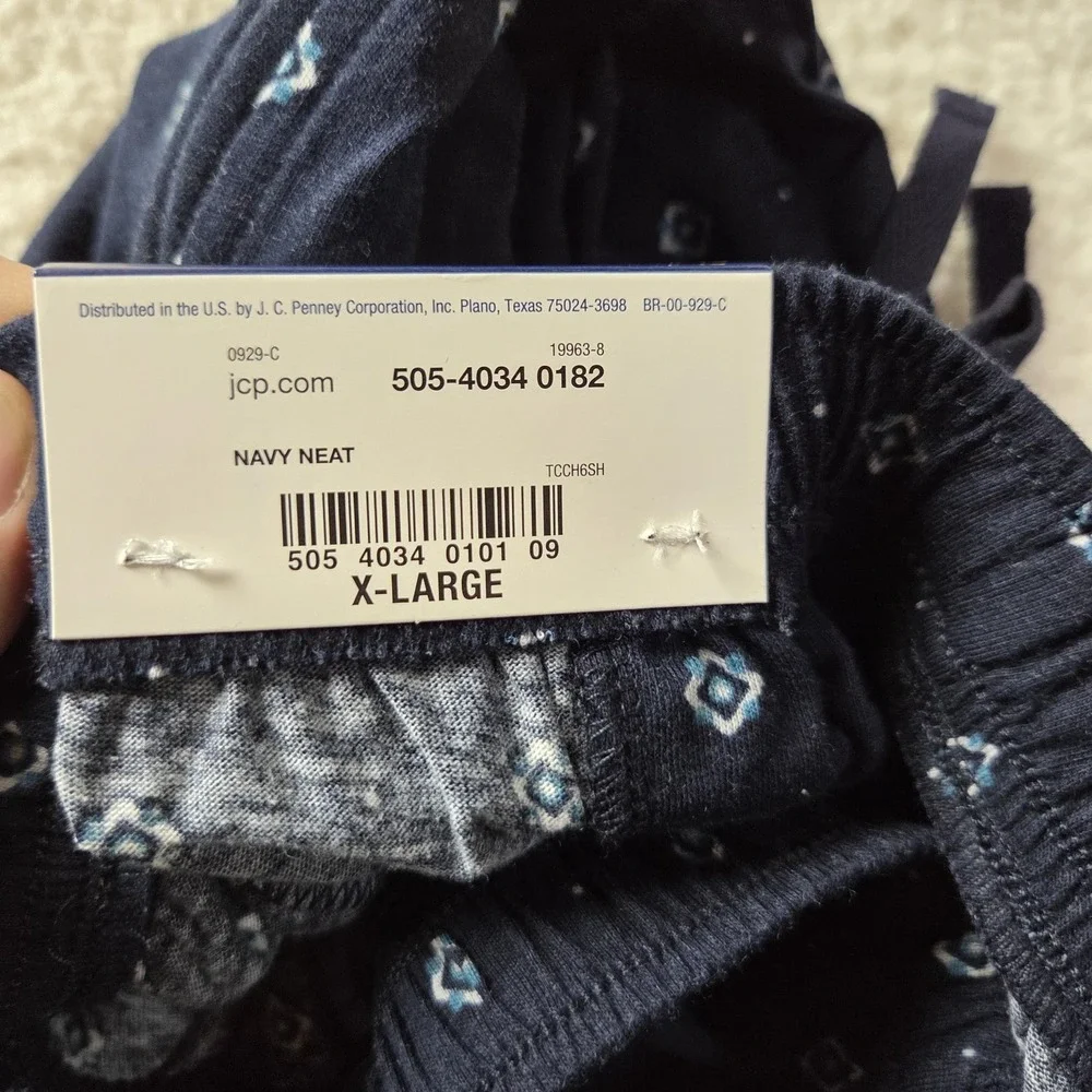 Stafford Mens XL Sleep Pants Navy Neat Geometric Classic Fit Pajama Bottoms NEW